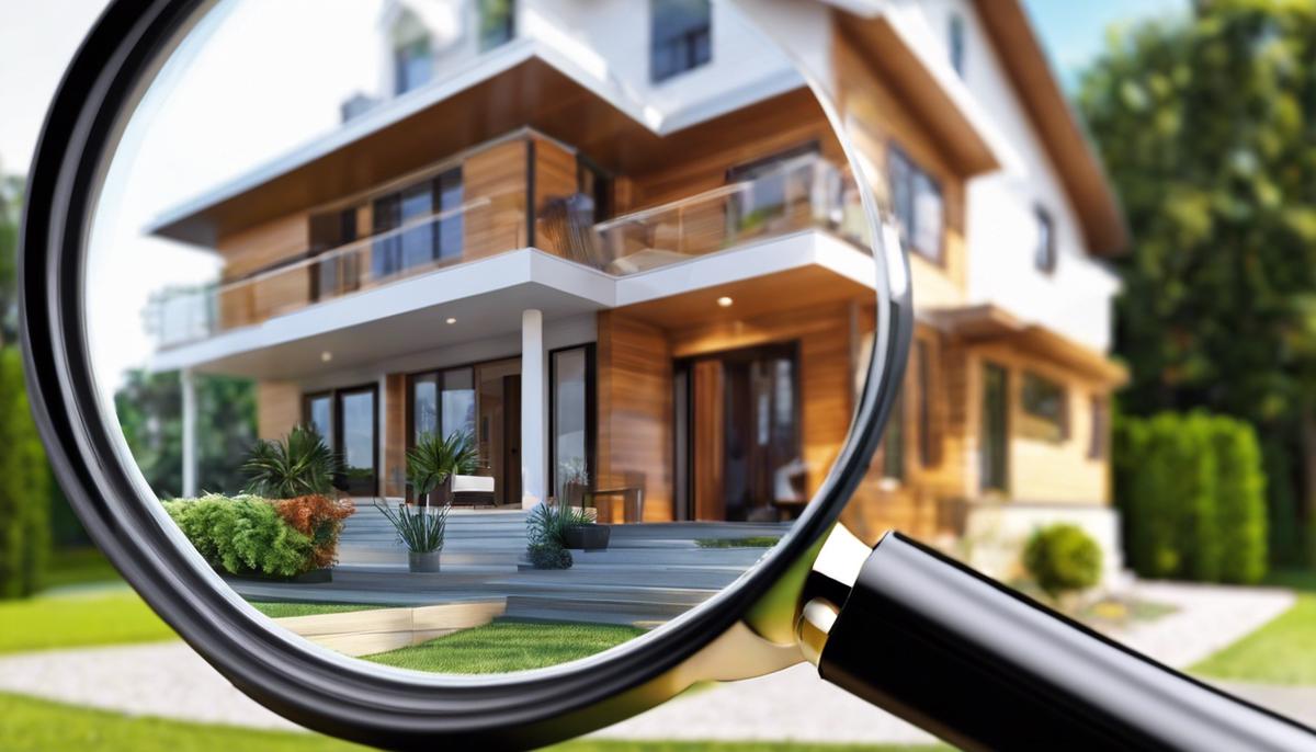 Image description: A magnifying glass over a house, symbolizing the appraisal process.