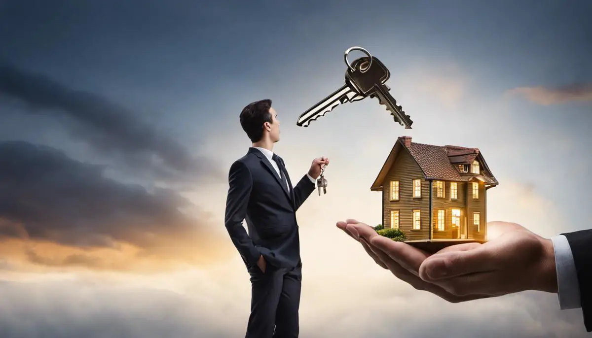 A person holding the keys to a house, symbolizing refinancing a home investment property.